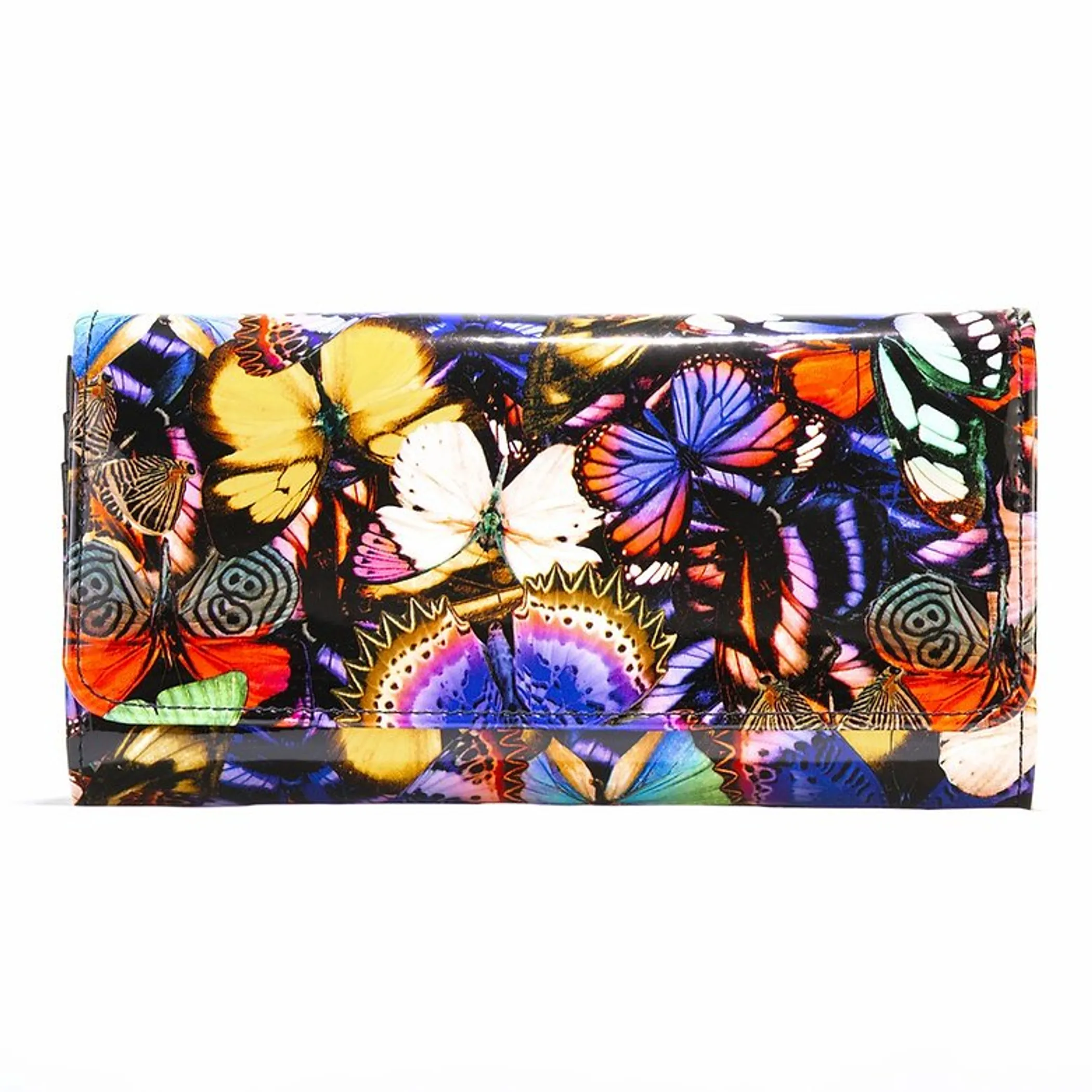 Leather Flower Print Wallet Medium/Large