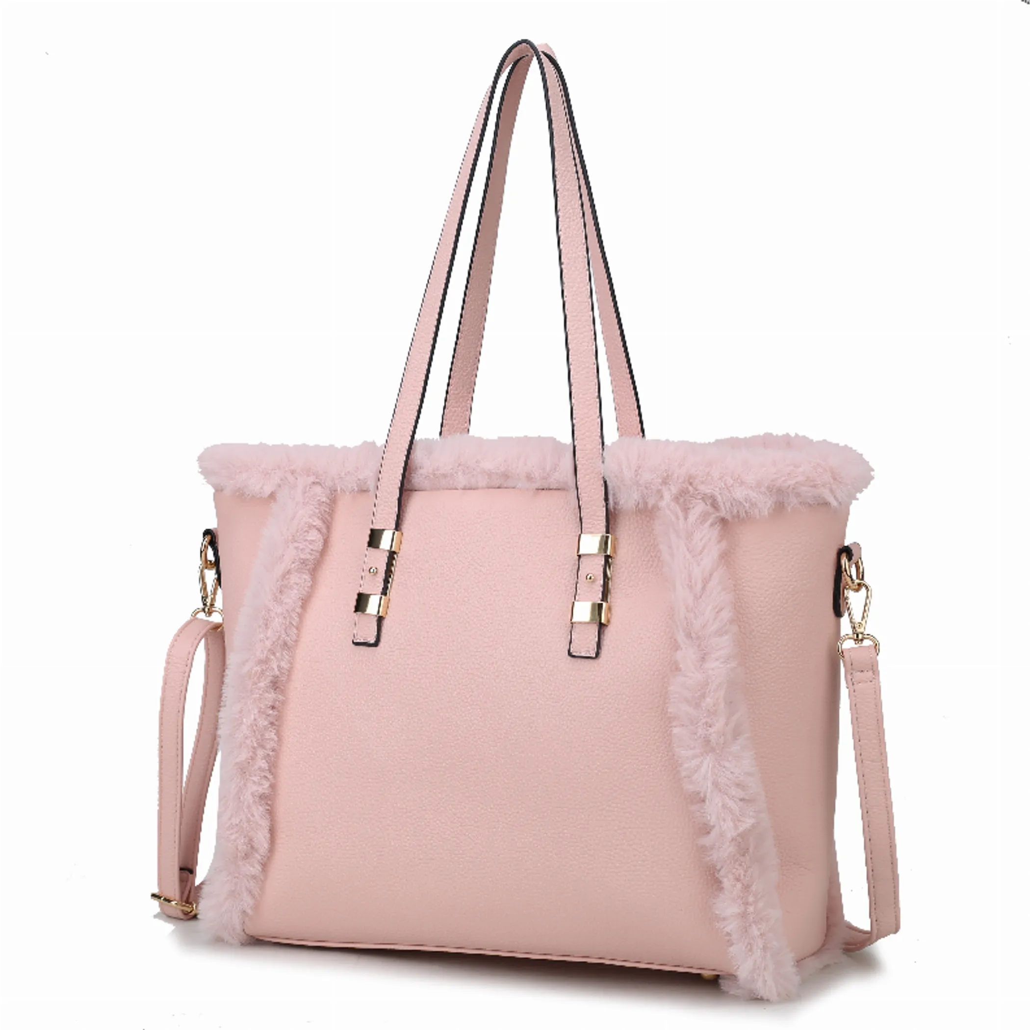 Liza Vegan Leather with faux fur Women's Tote Bag