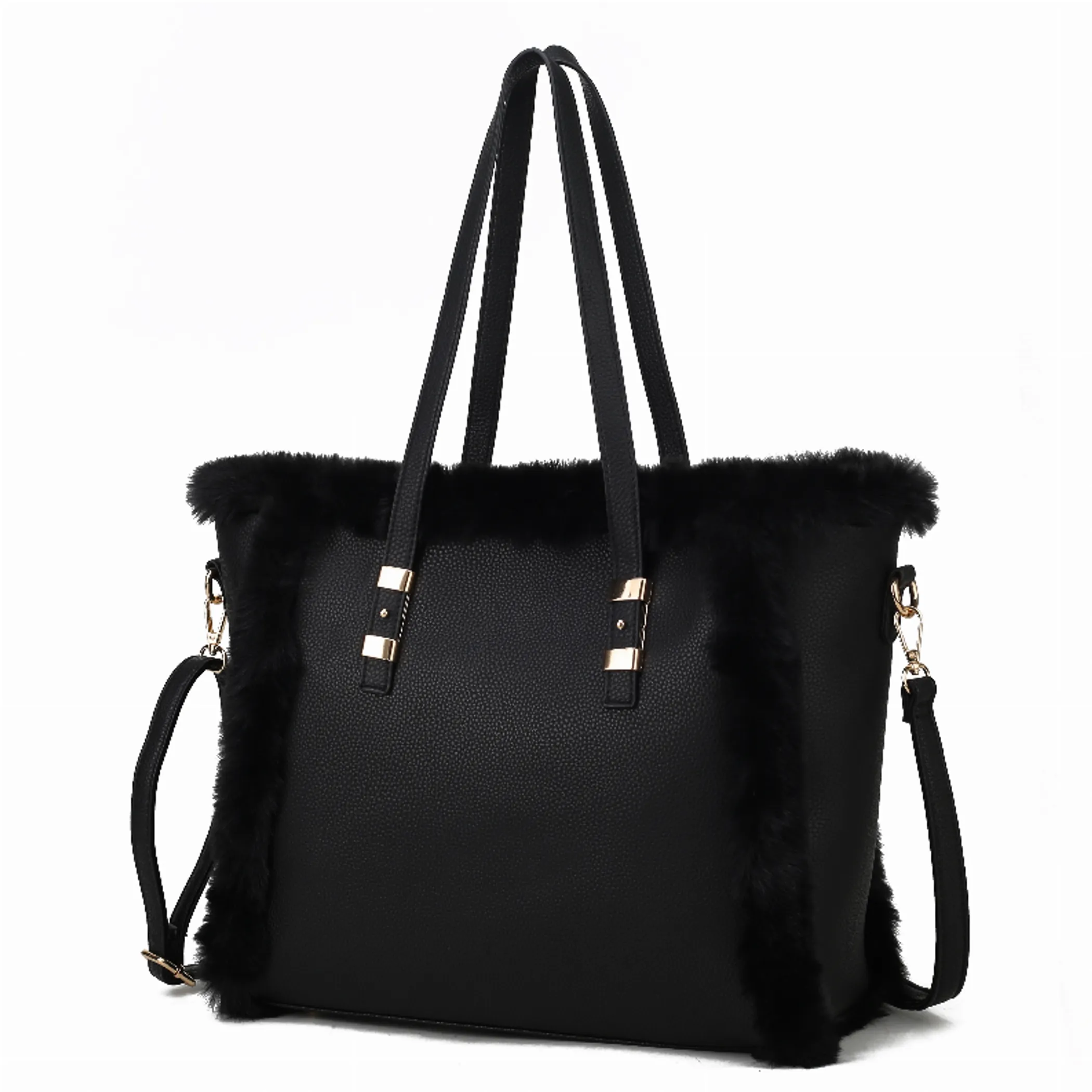 Liza Vegan Leather with faux fur Women's Tote Bag