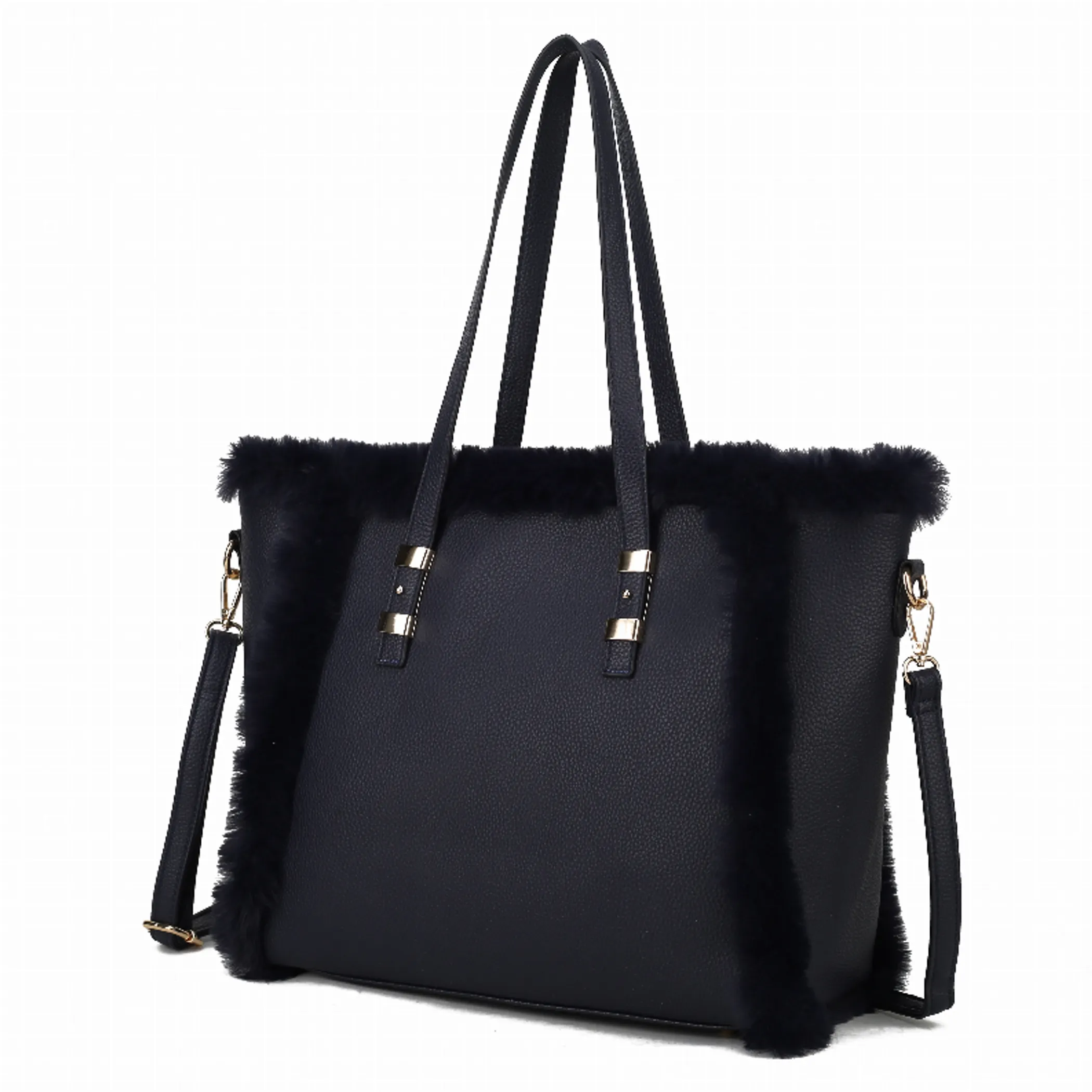 Liza Vegan Leather with faux fur Women's Tote Bag