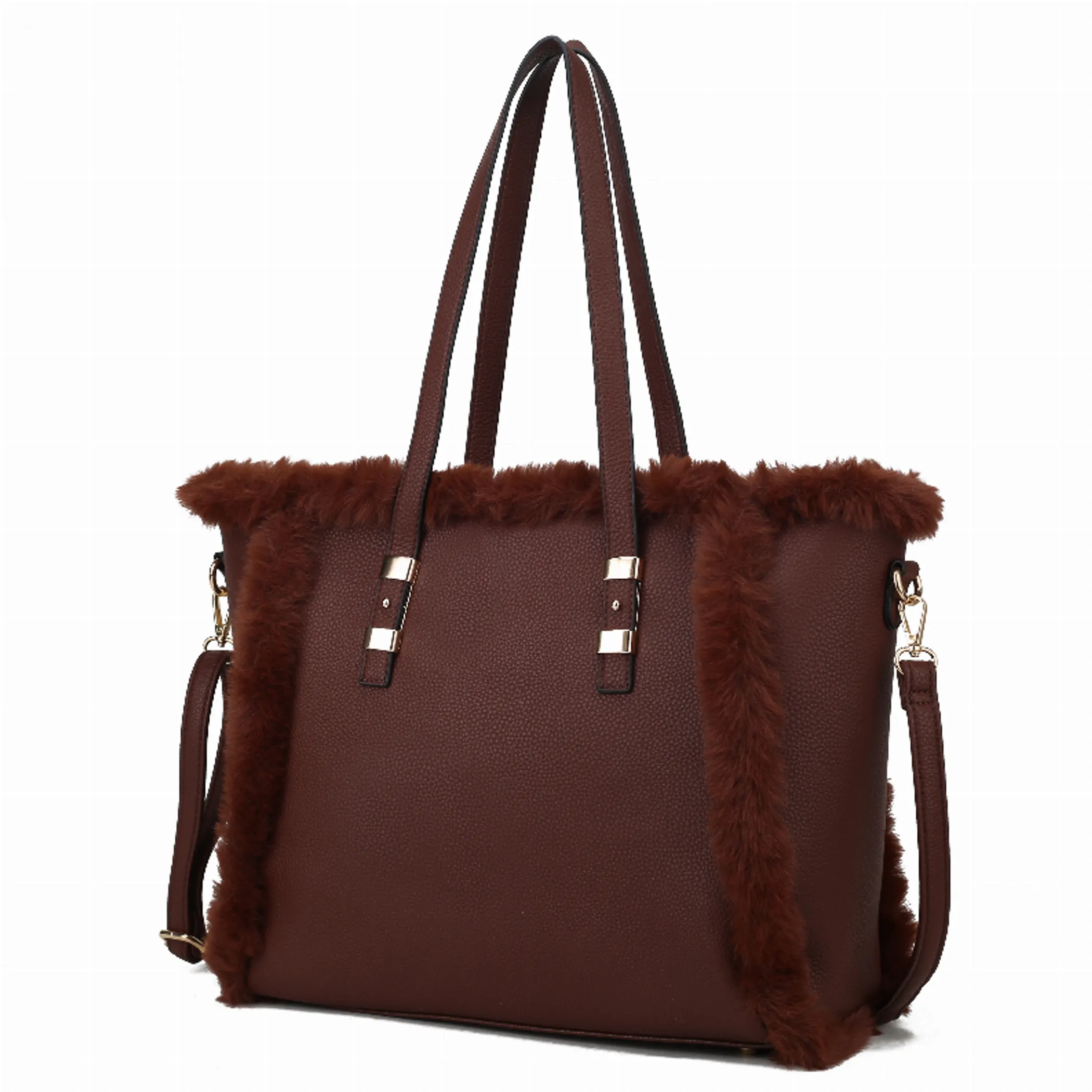 Liza Vegan Leather with faux fur Women's Tote Bag