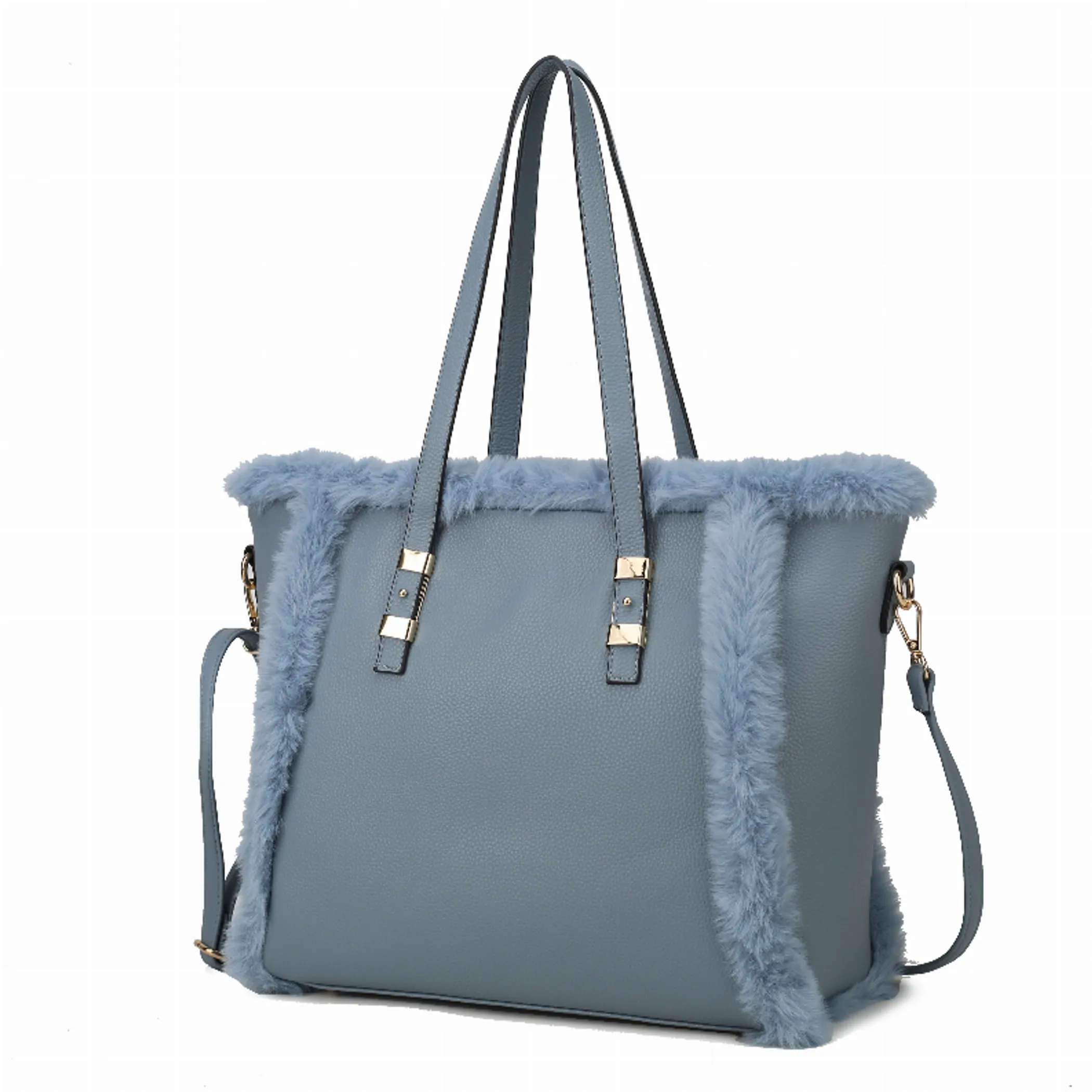 Liza Vegan Leather with faux fur Women's Tote Bag