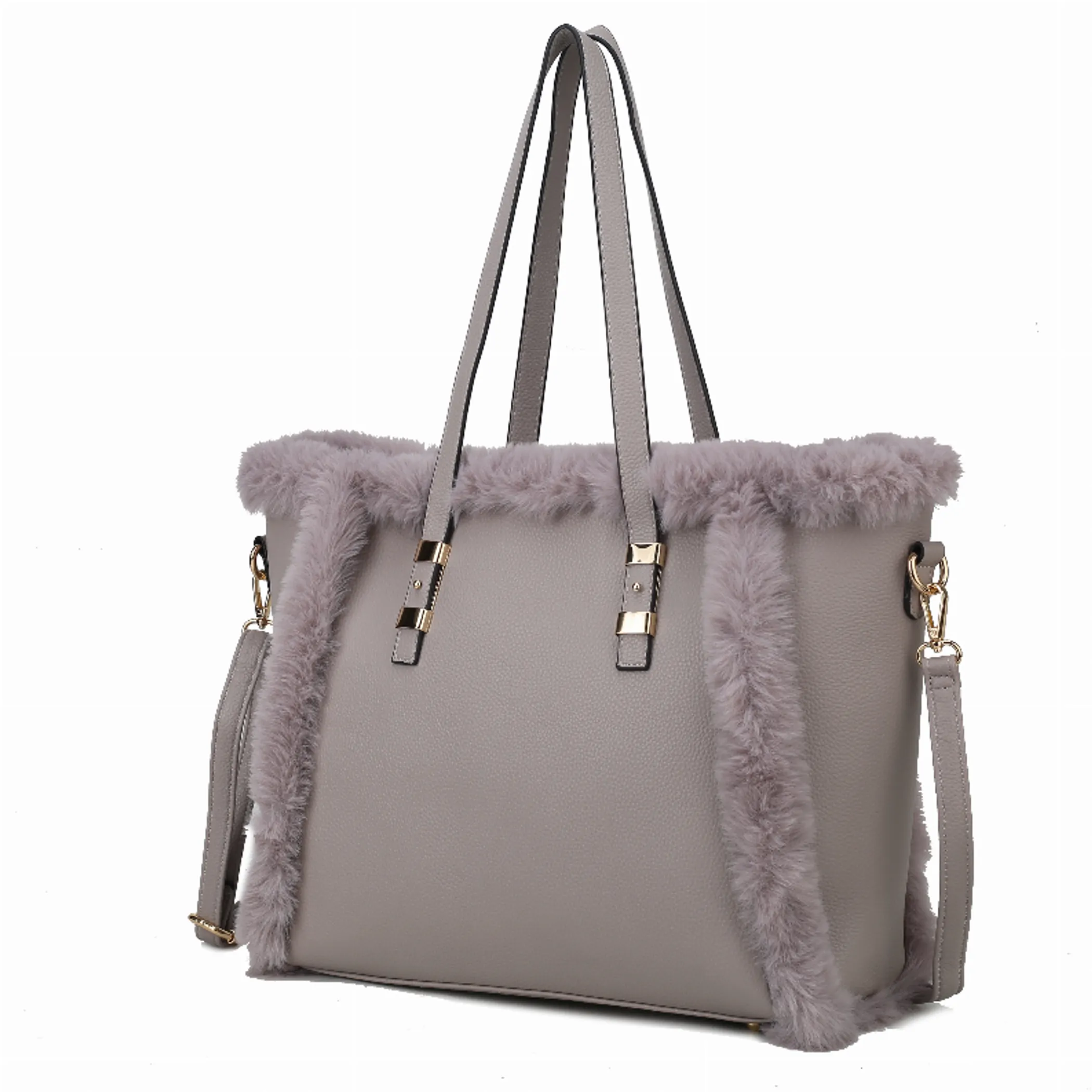 Liza Vegan Leather with faux fur Women's Tote Bag