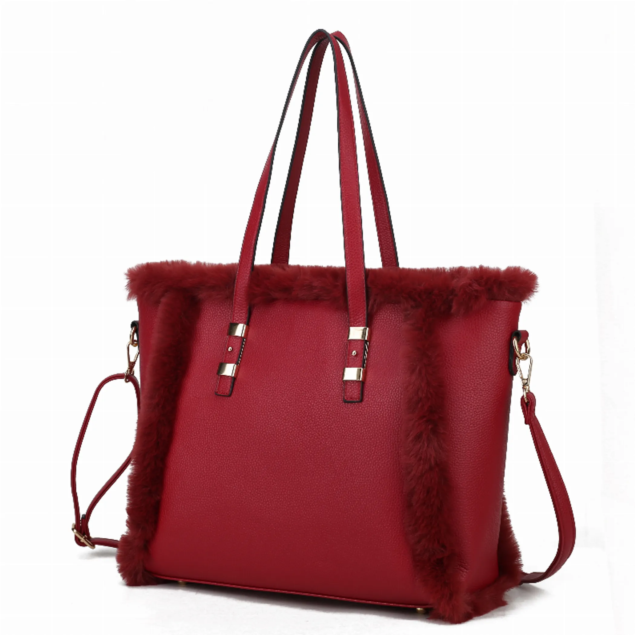 Liza Vegan Leather with faux fur Women's Tote Bag