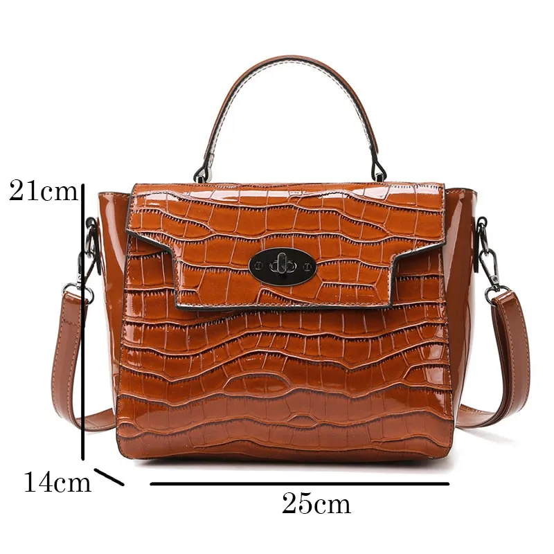 Luxury CrocZip Large Capacity Boston Shoulder Bag