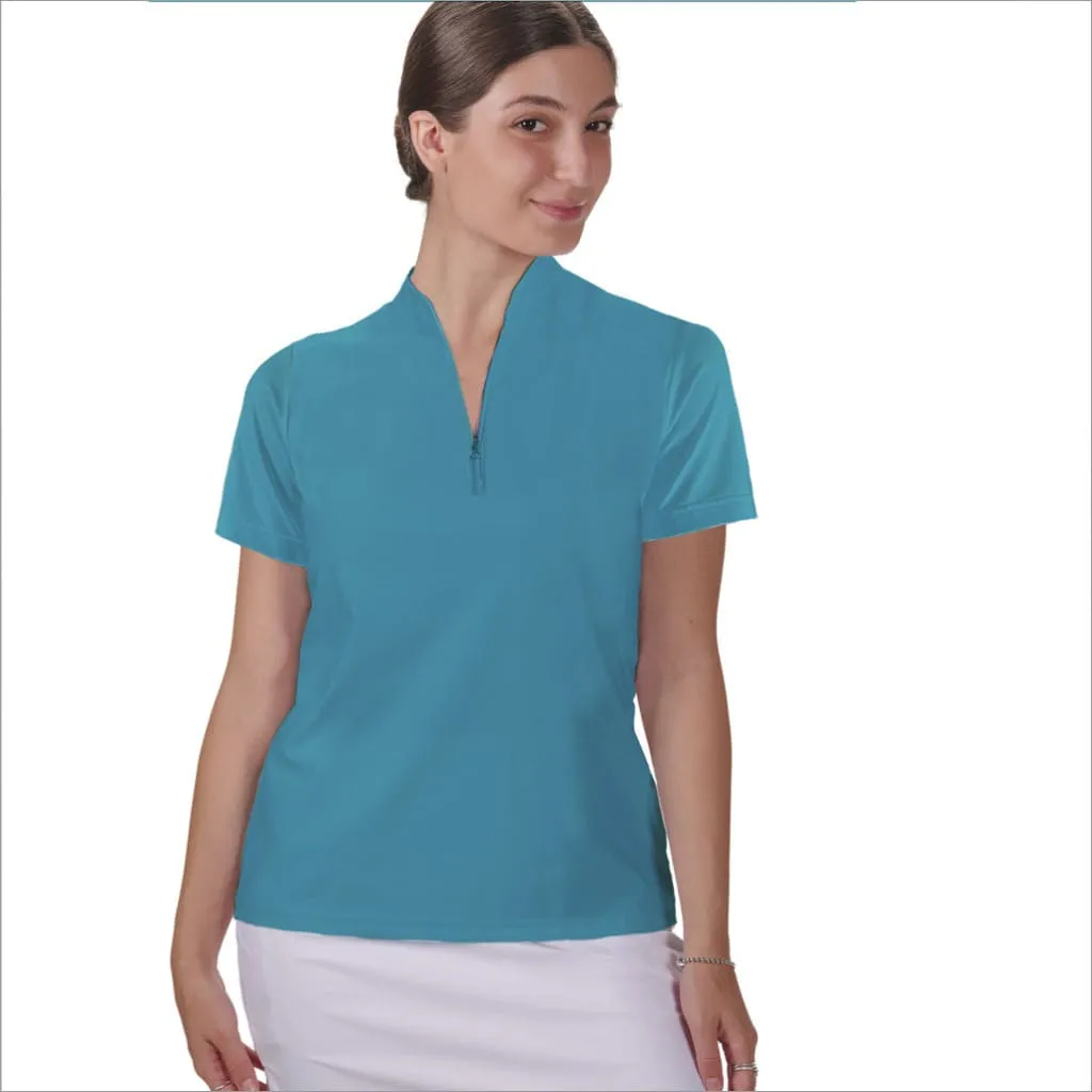 MAUI BLUE POLO QUARTER ZIP TOP