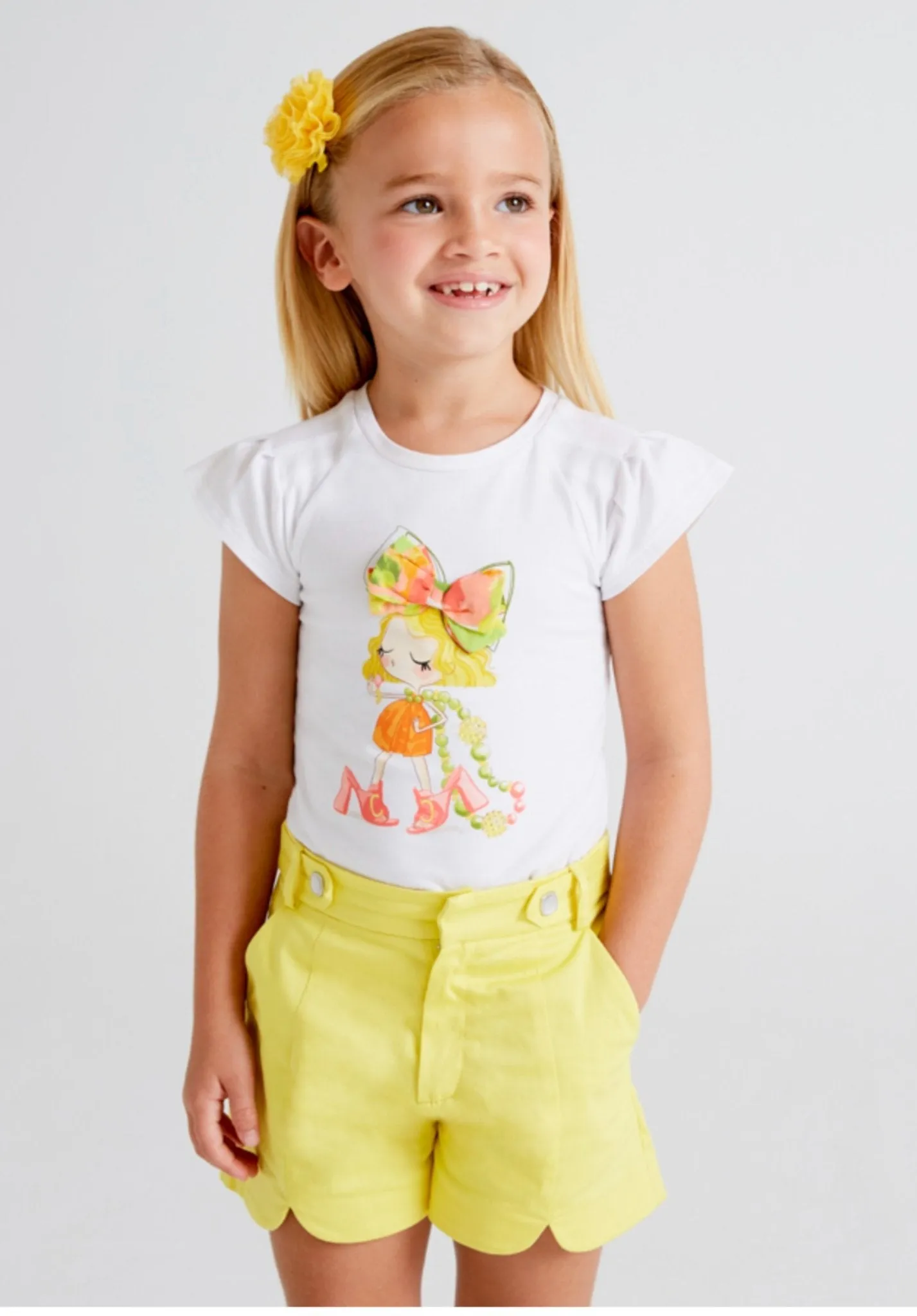 Mayoral Girls EcoFriends Flamingo Color Doll & Bow Shirt