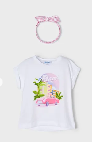 Mayoral Girls EcoFriends Miami Shirt With Headband and Leggings