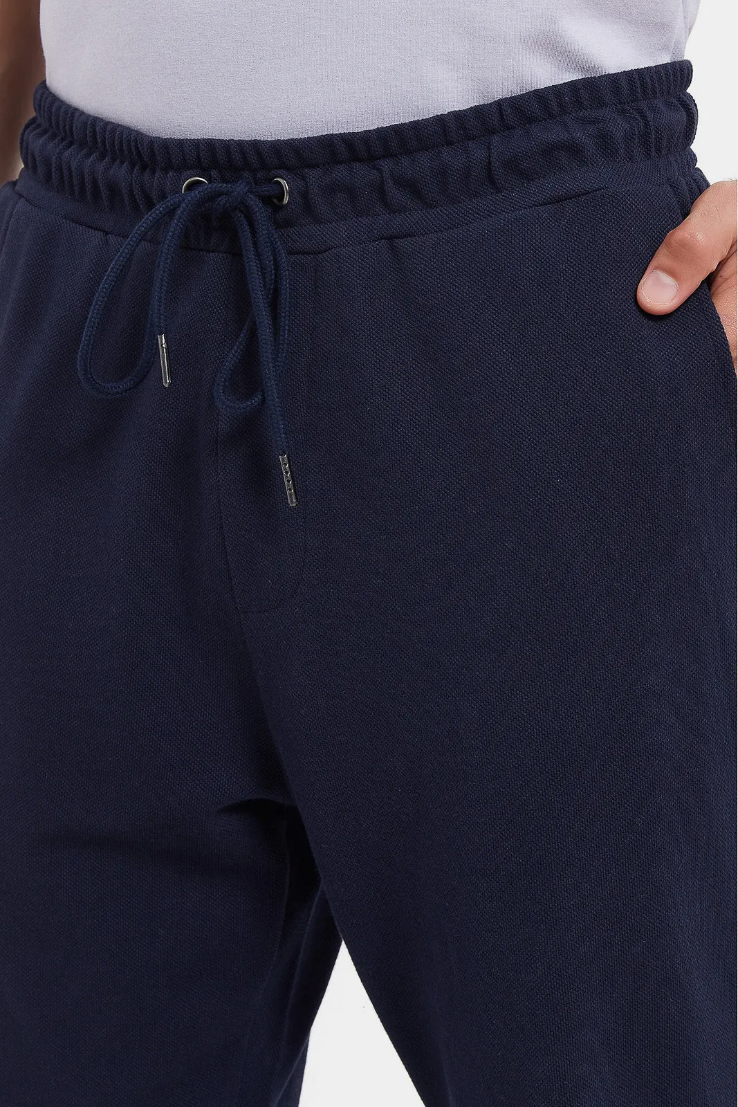 Men Navy Pique Jog Pant