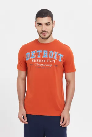 Men Orange Graphic T-Shirt