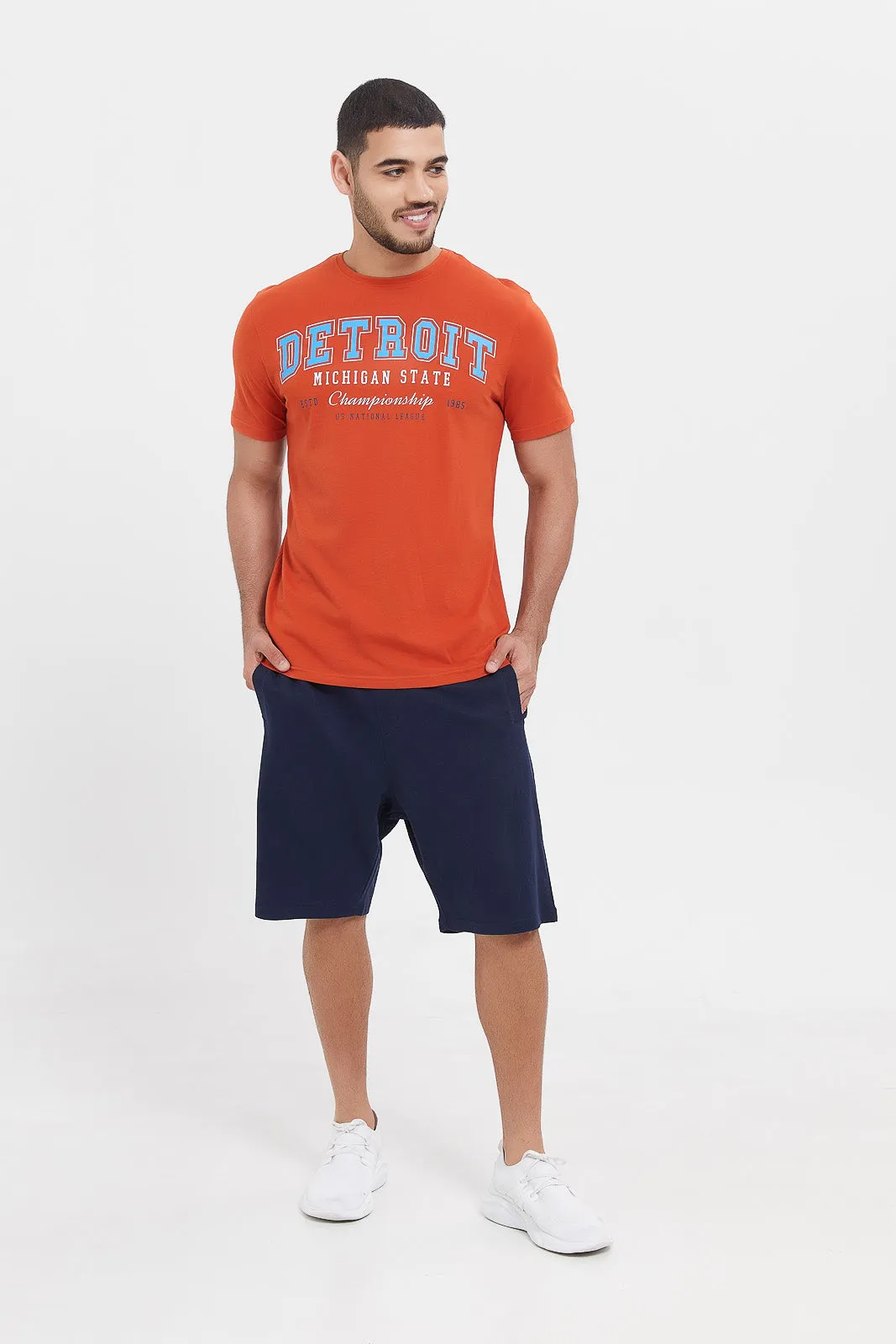 Men Orange Graphic T-Shirt