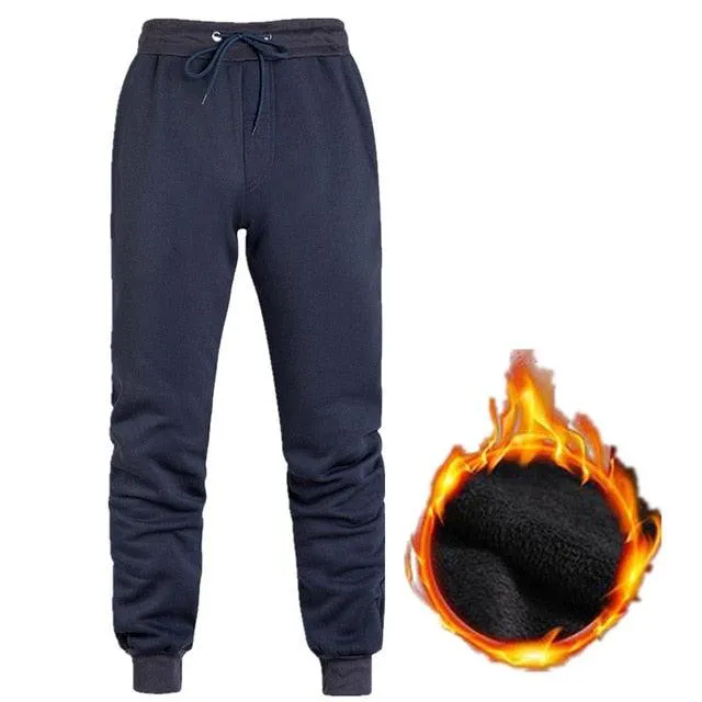 Men's Wool Pants - Thick Fleece Winter Super Warm Pant - Outdoors Run Trousers Sweatpants (D9)(TG4)