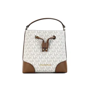 Michael Kors Mercer Small Vanilla PVC Bucket Crossbody Bag