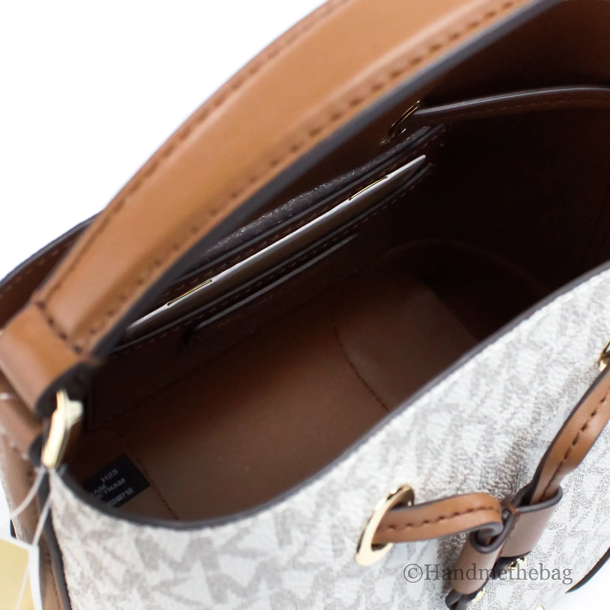 Michael Kors Mercer Small Vanilla PVC Bucket Crossbody Bag