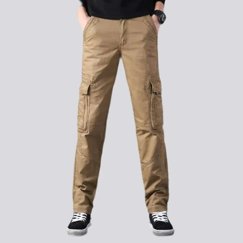 Mid-waist color denim pants
 for men