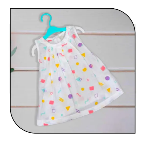 Muslin Frock Zip Frill Cotton Cloth For Baby Girl Multi Printed Pack Of 1 By MM