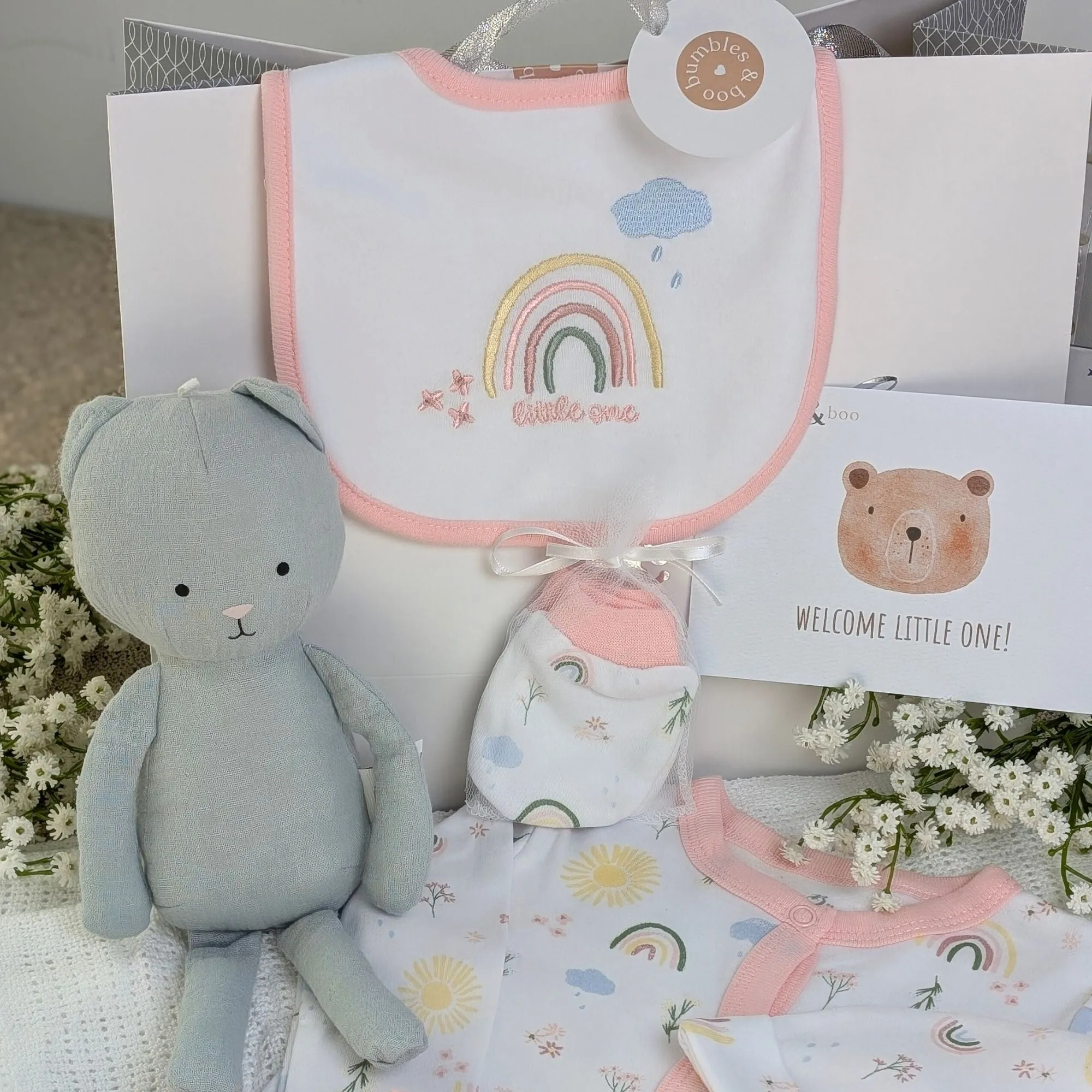 New Baby Girl Gift Bag  Sweet Rainbows Clothes Set