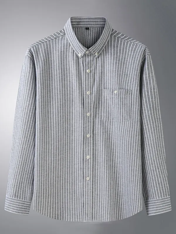 New Plus Size Men's Striped Long Sleeve Shirt