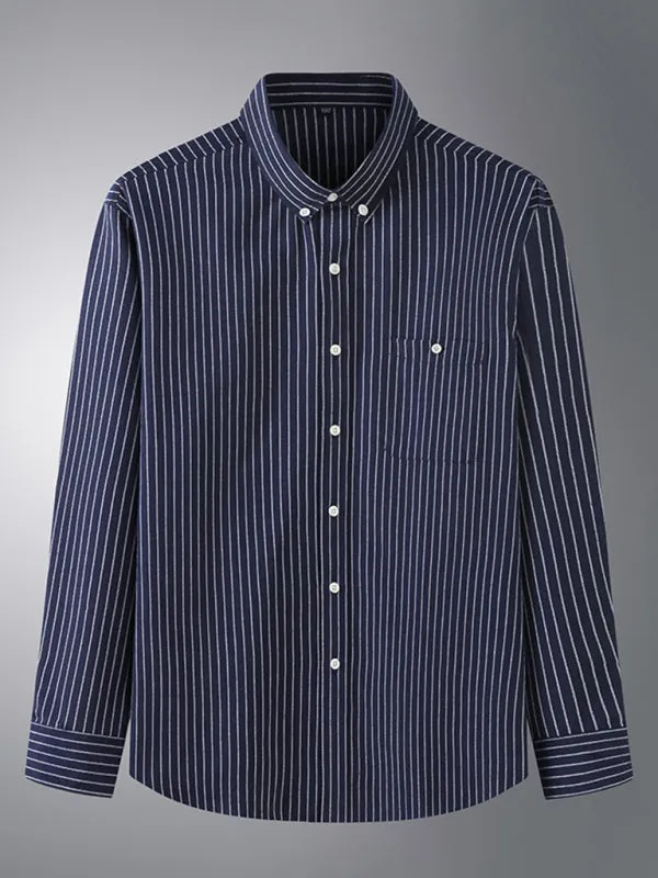 New Plus Size Men's Striped Long Sleeve Shirt