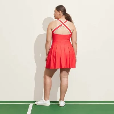 New - Prince Pickleball Women's Cross-Back Pleated Dress - Red L