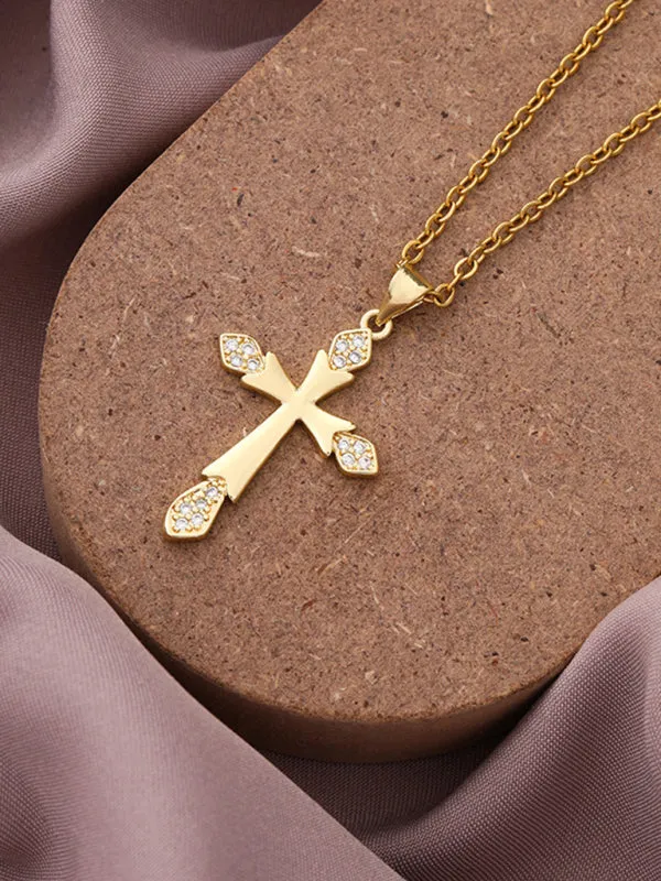 New Simple Cross Zirconia Pendant Pendant Necklace