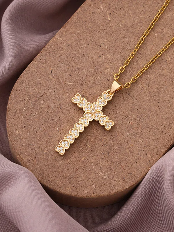 New Simple Cross Zirconia Pendant Pendant Necklace