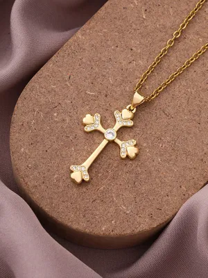 New Simple Cross Zirconia Pendant Pendant Necklace