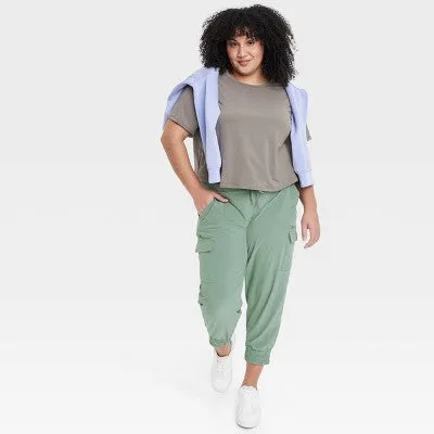 New - Women's Active Light Mid-Rise Cargo Joggers - All In Motion