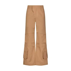 Panelled hard cotton cargo trousers - Dusty Brown