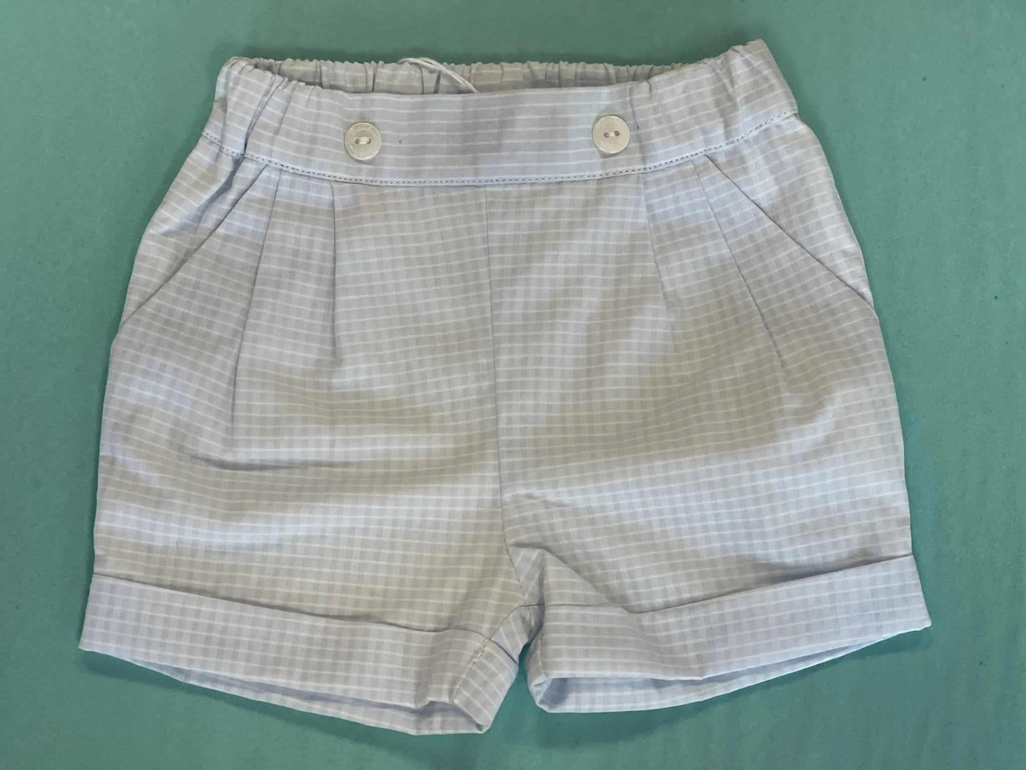 Patachou Infant Boys Check Pattern Shorts In Baby Blue Color