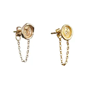 Petites Symbol Wax Seal Chain Stud Earring (Single)