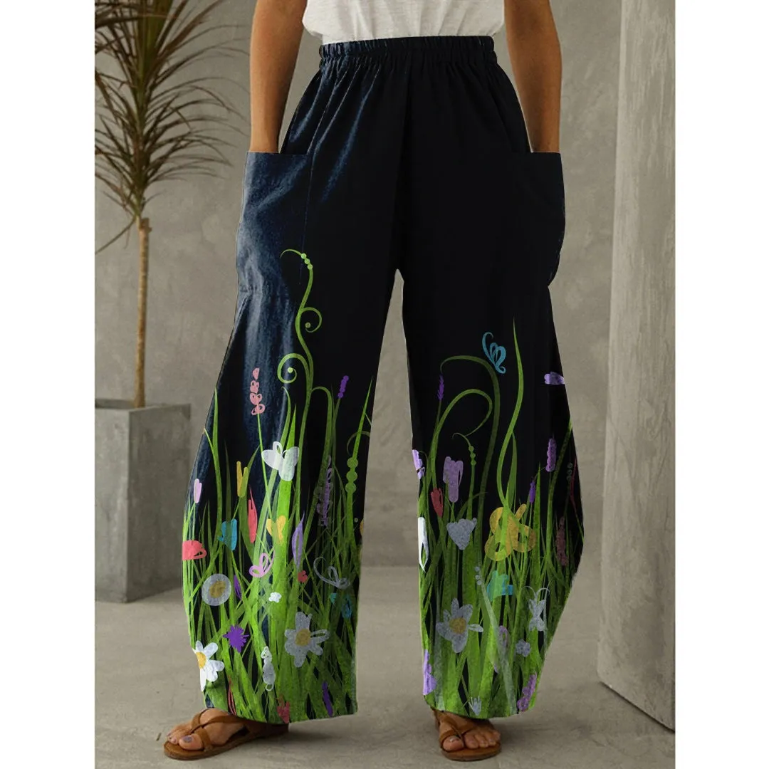 Printed 3D Irregular Wide-leg Pants Casual Wide-leg Trousers