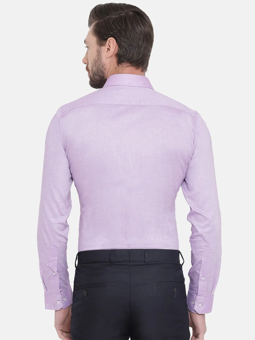 Purple Cotton Solid Slim Fit Shirts