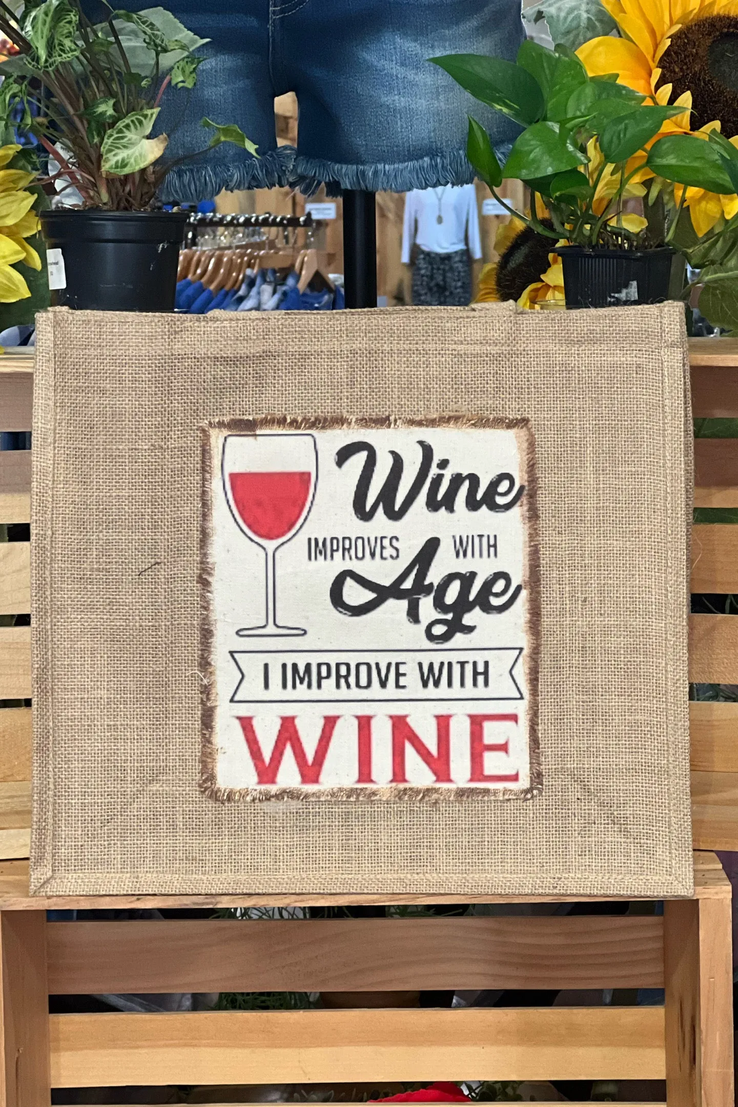 "Wine Improves With Age, I Improve With Wine" Tote Bag