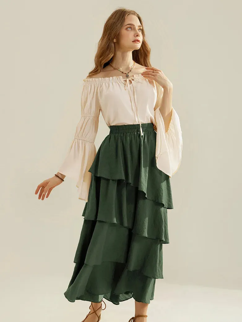 Renaissance Off Shoulder Tops Long Virago Sleeve Tops