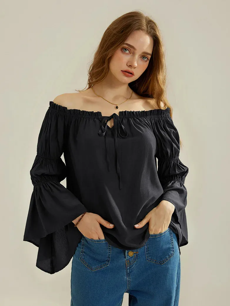 Renaissance Off Shoulder Tops Long Virago Sleeve Tops