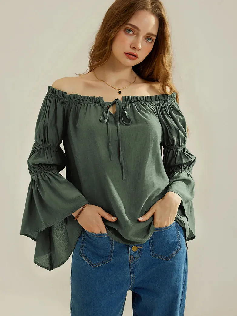 Renaissance Off Shoulder Tops Long Virago Sleeve Tops