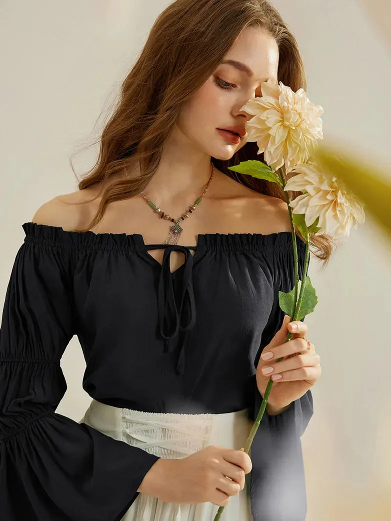 Renaissance Off Shoulder Tops Long Virago Sleeve Tops