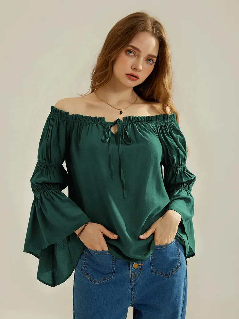 Renaissance Off Shoulder Tops Long Virago Sleeve Tops