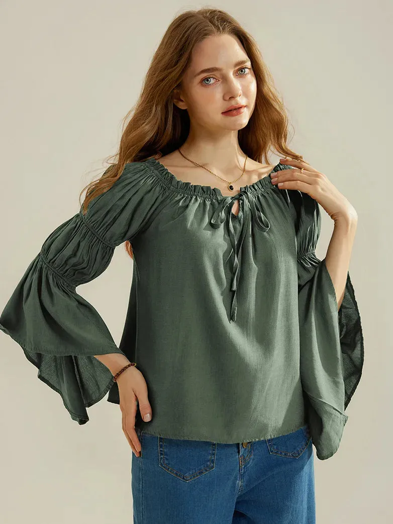 Renaissance Off Shoulder Tops Long Virago Sleeve Tops