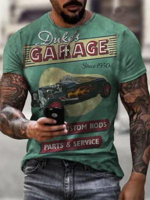 Retro Dukes Of Garage Printed Casual T-Shirt