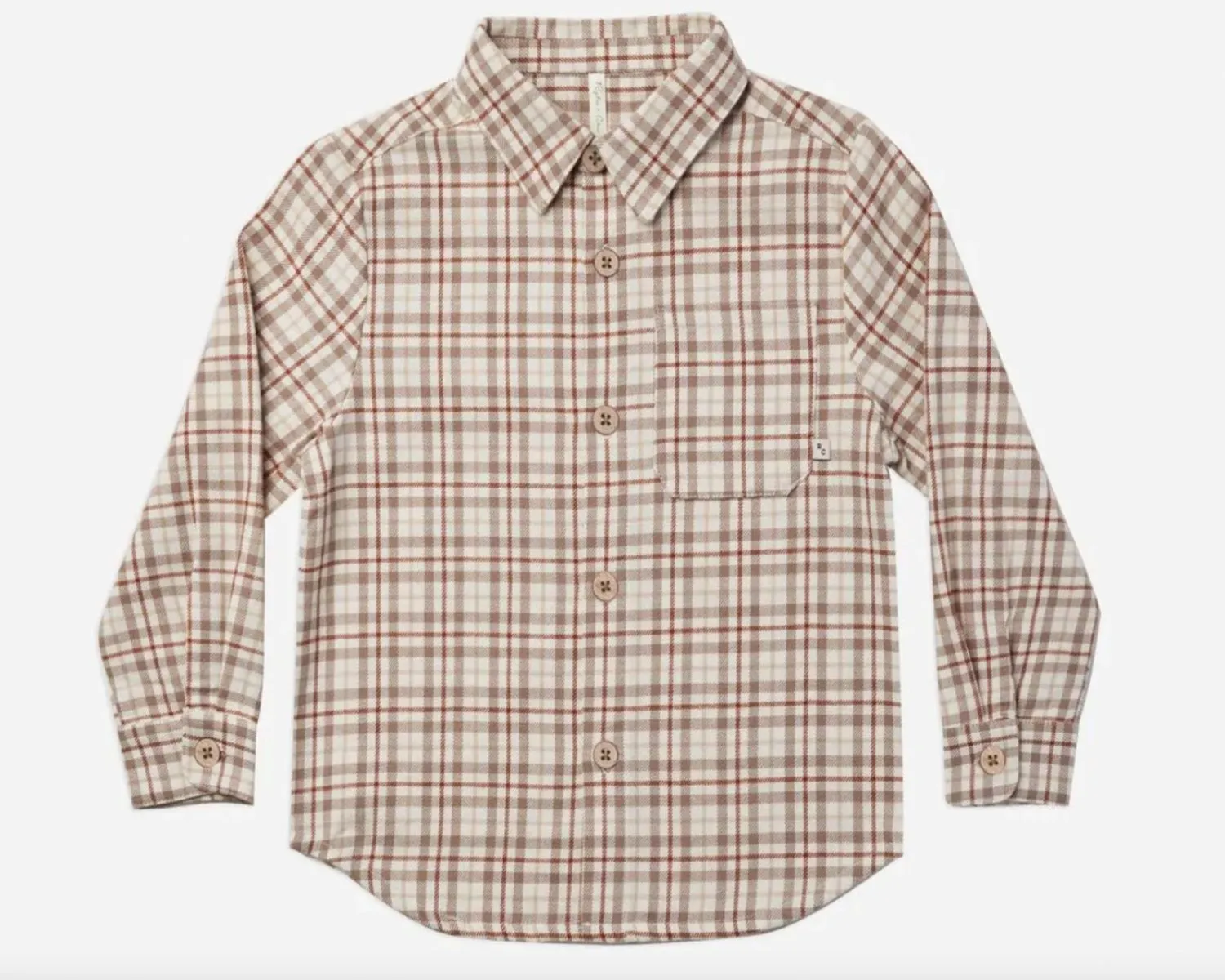 Rylee   Cru Toddler & Youth Boys L/S Mocha Plaid Collared Shirt