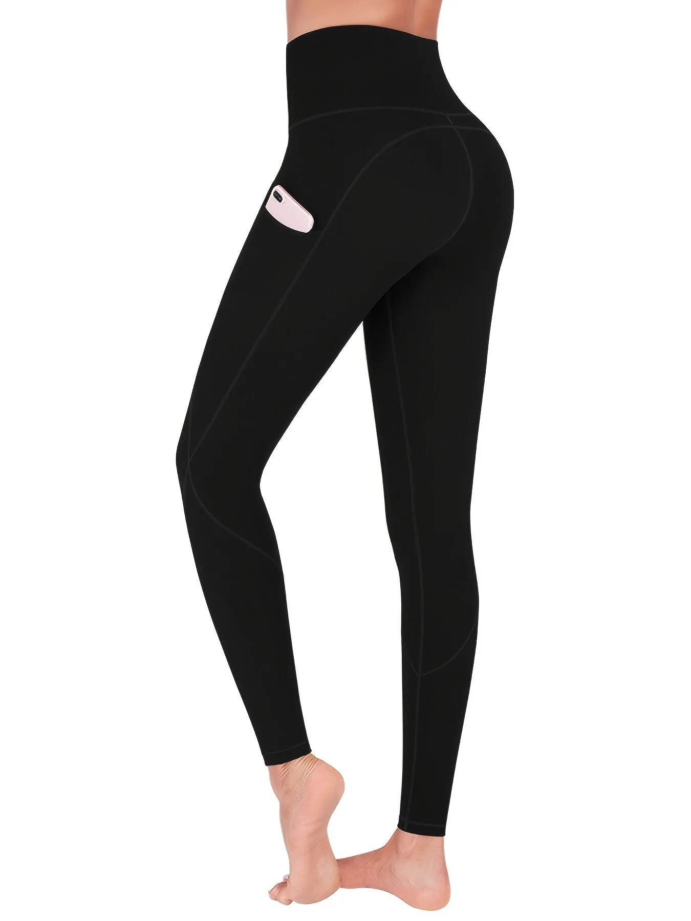 Seamless Yoga Leggings With Phone Pocket High Waist Breathable Fitness Workout Yoga Pants