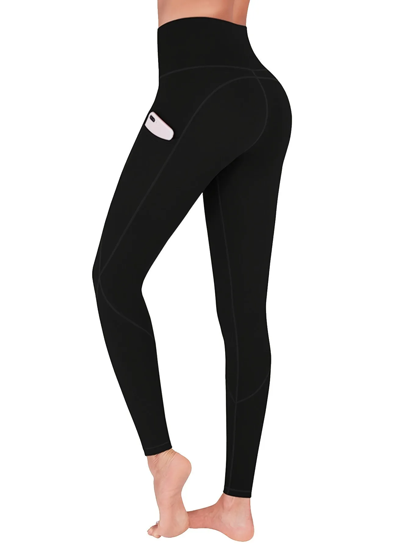 Seamless Yoga Leggings With Phone Pocket High Waist Breathable Fitness Workout Yoga Pants