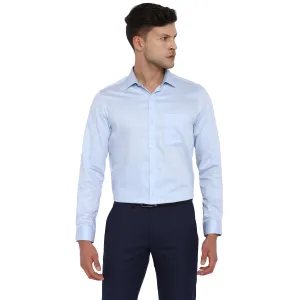 Sky Blue Cotton Checked Slim Fit Shirts