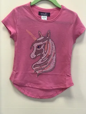 Sparkle By Stoopher Girls Pink Unicorn Bling T-shirt