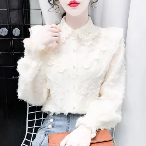 Stylish lace long sleeve tops fashion girl tops    S160