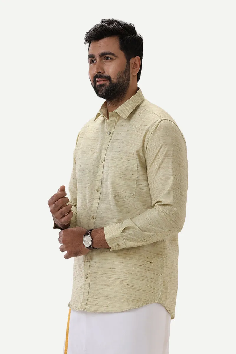 Swaraj - Warm Green Silk Shirts For Men | Uathayam