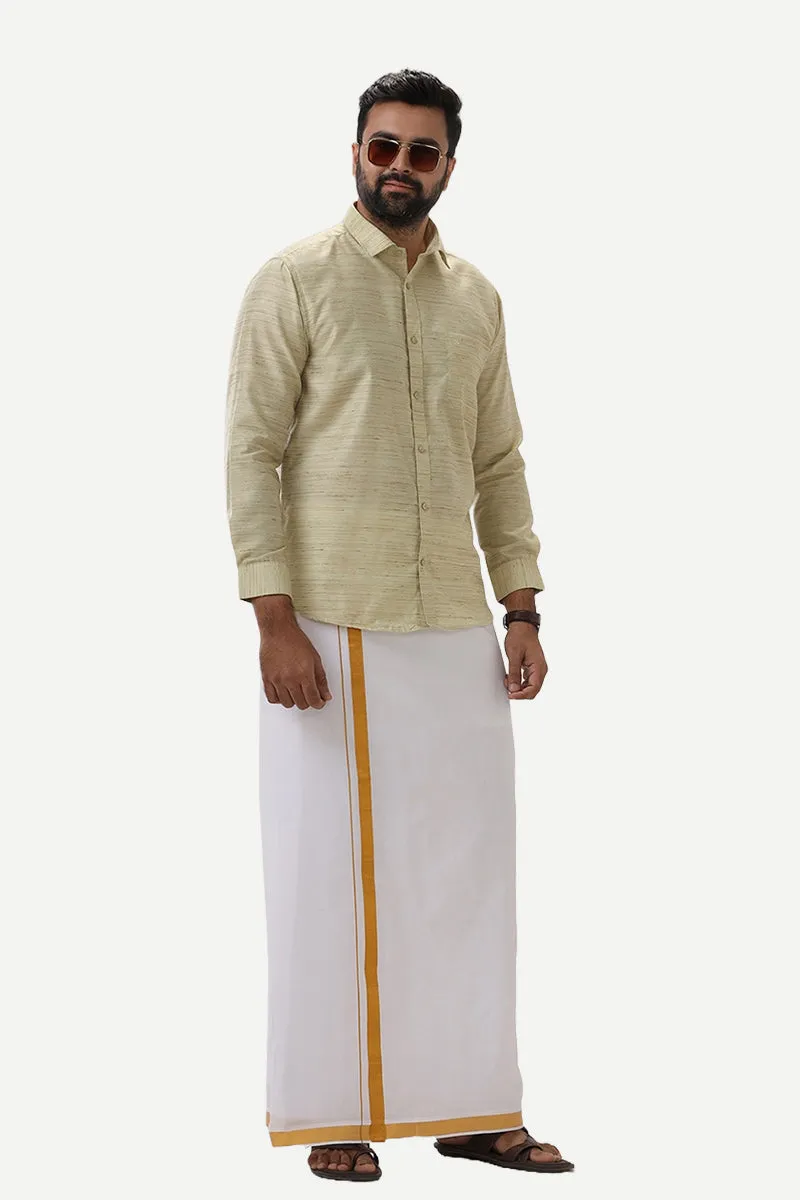 Swaraj - Warm Green Silk Shirts For Men | Uathayam