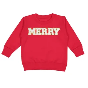 Sweet Wink Girls Red MERRY Patch Holiday Sweatshirt